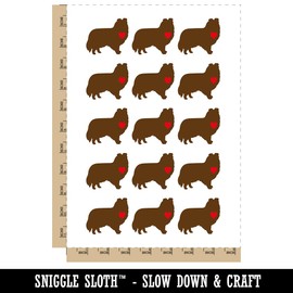Shetland Sheepdog Sheltie Dog with Heart Temporary Tattoo Water Resistant Fake Body Art Set Collection - 15 2" Tattoos (1 Sheet)