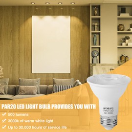 WYXBJFC Par20 LED Bulbs 7w (Equivalent 50w), 6 Pack Dimmable Led Flood Light Bulbs, 3000k Warm White 500 Lumens, E26 Base Recessed Led Spot Lights Indoor for Range Hood Light Bulbs, Track Light Bulbs