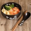 WHJY Black Ceramic Bowl with Lid, Spoon, Chopsticks for Soup,