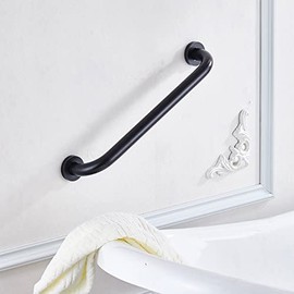 9-Inch Grab Bar for Hotel/Motel/Home Shower Safety, Solid Brass, Oil Rubbed Bronze/Black, Heavy-Duty Construction Armrest, Bathroom Bathtub Handrail