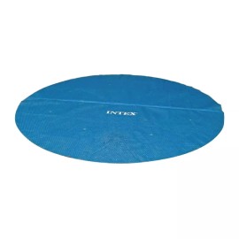 Intex 10 Foot Round Blue Solar Pool Cover Easy Use Heat Retention Debris Protection