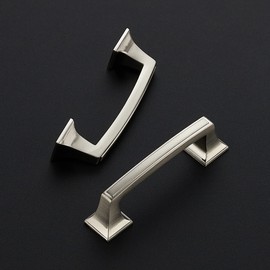 Ravinte 10 Pack Kitchen Cabinet Handles Drawer Pulls Brushed Nickel 3 inch Hole Centers Sturdy Big Square Base Kitchen Cabinet Pulls Kitchen Cabinet Hardware Drawer Handles