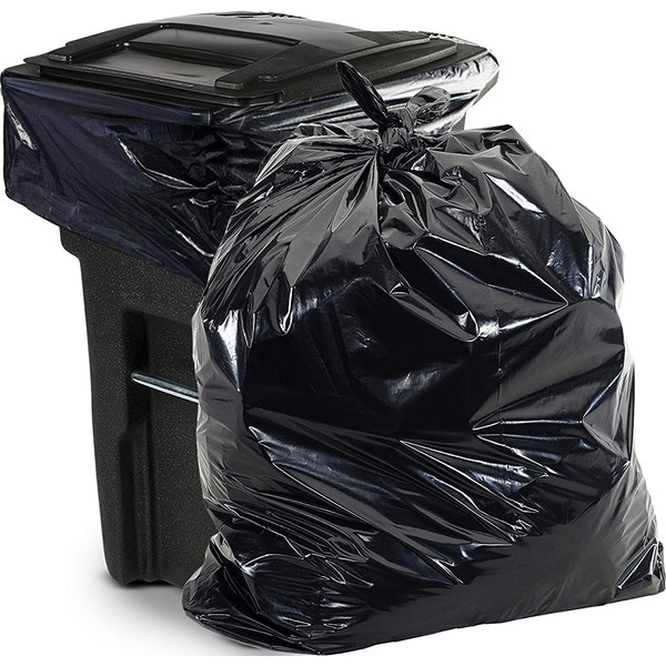 Aluf Plastics 65 Gallon Trash Bags Heavy Duty - (Huge 50 Pack) - 1.5 MIL - 50" x 48" - Large Black Plastic Garbage Can Liners for Contractor, Lawn and Leaf, Outdoor, Storage, Commercial, Industrial