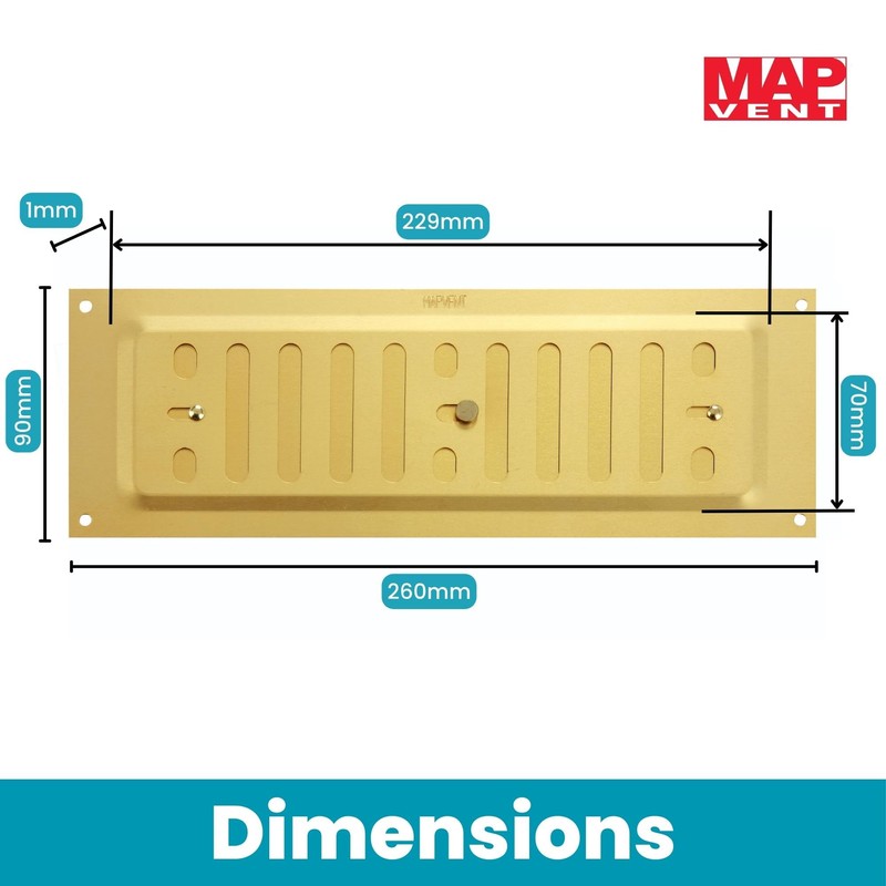 MAP 943-33 Metal Adjustable Air Vent 9” x 3”, Single