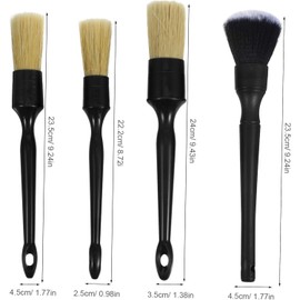 MAGICLULU Cepillos para Detallado Automotriz De Pelo De Jabalí Natural Kit De 4 Cepillos PortáTiles para Limpieza Interior De Auto Ideales para Tablero Consola Y Detalles del Coche