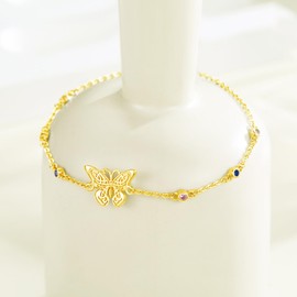 Palpitate Butterfly Bracelet for Women Celtic Butterfly Bracelet 14K Gold Plated Jewelry Gift for Women Wife friend Adjustable