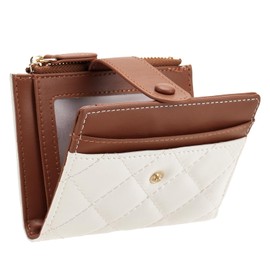 GAEKEAO Small Wallet for Women Bifold Leather RFID Blocking Credit Card Holder Wallets Zipper Pocket Coin Purse with ID Window