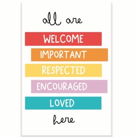 All Are Welcome Classroom Poster - Positive Affirmations - Inspiring Uplifting School Poster - Elementary 12 x 18 Inch - Classroom Decor - Classroom Must Haves - Back To School Decor - CPS0341
