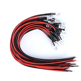 Laomao 20 x 3 mm LEDs with 20 cm Cable 12 Volt DC / LED Ready Wired, 3mm
