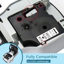 TITBIT 6 Pack Compatible for Label Tape Replacement for DYMO D1 45013 Color Tape 12mm x 7m 45010 45013 45016 45017 45018 45019 Compatible with DYMO LabelManager 160 280 420P PnP 220P 360D 450 210D