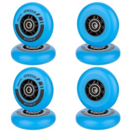 AOWESM Inline Skate Wheels 80mm 76mm 72mm 85a Outdoor Indoor Black Blue Red Roller Hockey Blades Replacement Wheels w/Bearings ABEC-9 and Floating Spacers (8-Pack) (Blue, 76mm)