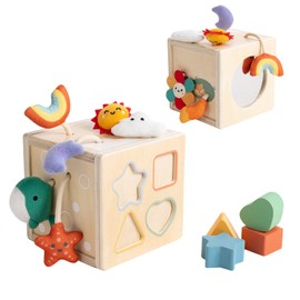 ​Twefex Pull String Activity Toy, Montessori Toys for Babies 6-12 Months, Wooden Activity Cube Baby Sensory Toys for 1 Year Old Boy Girl, Early Learning Baby Infant Toys 6 to 12 Months