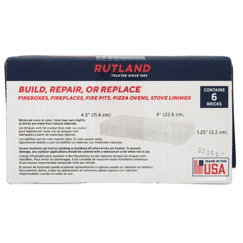 Rutland Fire Bricks, Firebricks for Wood-Burning Fireplaces & Woodstoves, Heat