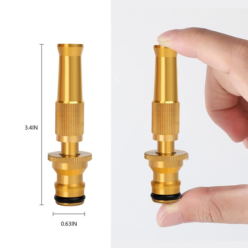 Runmeihe Solid Heavy-Duty Garden Hose Nozzle Brass Adjustable Hose Nozzle,High