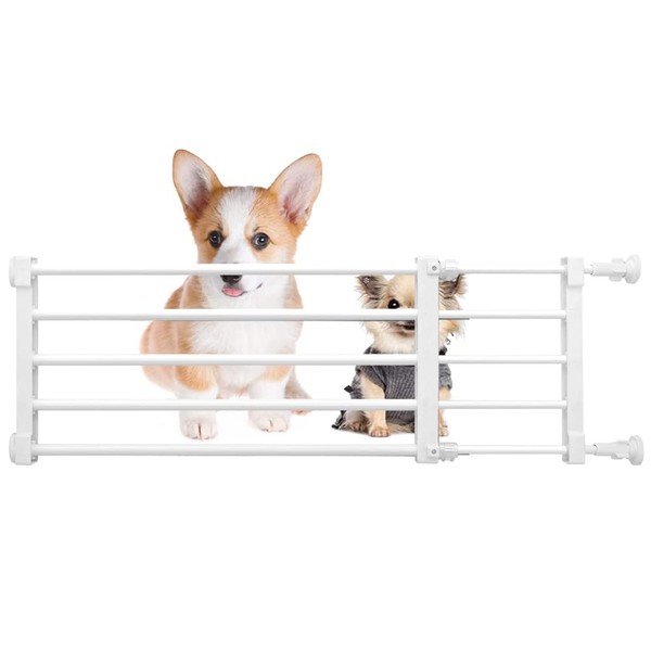 Short Dog Gate Expandable Dog Gate 22"-39.37" to Step Over,Pressure Mount Small Pet Gate,Low Pet Gate-Adjustable,Puppy Gate Indoor for Doorway, Stairs(S(9.45''H), White)
