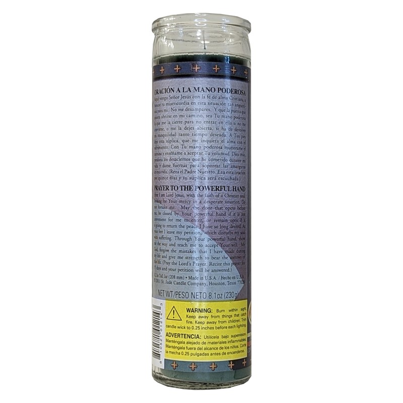 Powerful Hand (La Mano Poderosa) Green Devotional Candle
