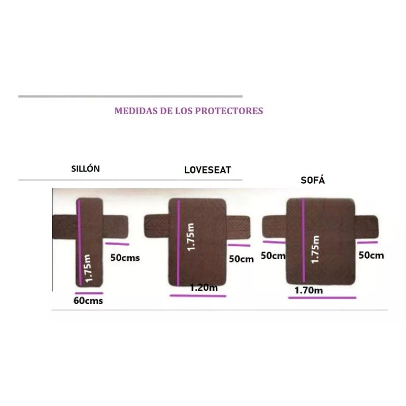 Protectores De Sala Capitonado Doble Vista 3 Pzas Antiácaros Color