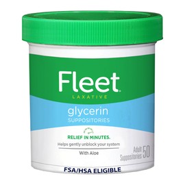 Fleet Laxative Glycerin Suppositories for Adult Constipation, Adult Laxative Jar Aloe vera, 50 Count