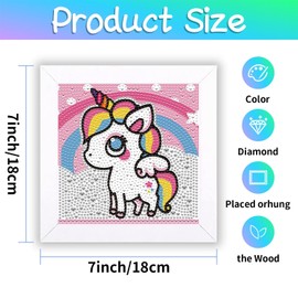 hkejoi Diamond Painting Kits for Kids with Frame-Cartoon Diamond Art for Kids,Gem Art Kits for Kids Crystal Arts and Crafts for Kids Ages 4-12 Home Wall Decoration 7X7 inch
