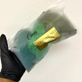 Omas Cosmetics 3 Piece African Net Sponge Bundle - Ethically Sourced Porous Exfoliating Sponge, 45” Long, Tear Resistant, Nylon, Dries Quickly, Ideal for Hygiene Routine Bath Personal - Color: Evergreen