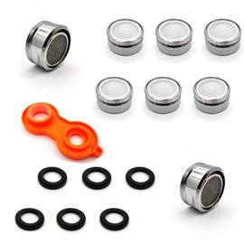 6 Pcs M24 Tap Aerator Replacement Part, Stainless Steel Tap Aerator Nozzle, Kitchen Bathroom Faucet Filter Tap Thread Nozzle with Gaskets and Faucet Aerator Wrench