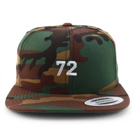 Trendy Apparel Shop Small Number 72 Embroidered Flatbill Snapback - Camo