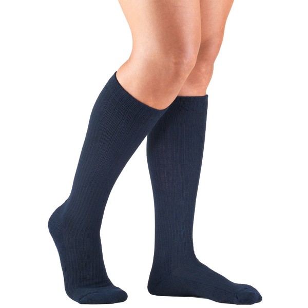 Truform Compression Socks, 10-20 mmHg, Ladies Gym Socks, Knee High Over Calf Length, Navy, X-Large