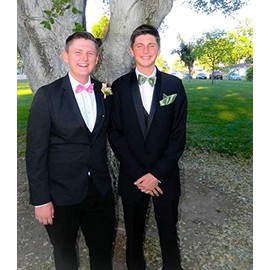 Monopa Men's Pre Tied Bow Ties for Wedding Party Fancy Plain Adjustable Bowties Necktie (Light Pink)