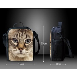 Amzbeauty Kids Back to School Lunch Bag Polyester Durable Insulated Reusable Lunch Box Bag Animal 3D Pattern(Purple Wolf)