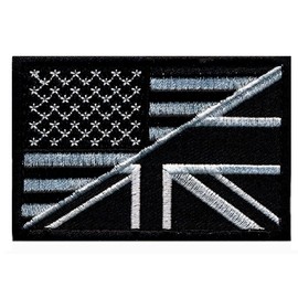 USA UK British Flag Embroidered B/W Hook Patch by Miltacusa