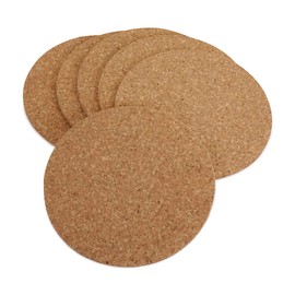 apollo THE HOUSEWARES BRAND Round Cork Placemat Set of 6pcs, Round edges, Heat Resistant, Sustainable, Biodegradable, 22cm, Natural