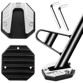 2-Pack Motorcycle Scooter Bike Kickstand Side Stand Pad Extender - Heavy Duty Anti-Skid Enlarged Foot Base Plate Support, Parking Aid for Soft Ground, Grass, Gravel, Sand & Hot Pavement(Silver1)