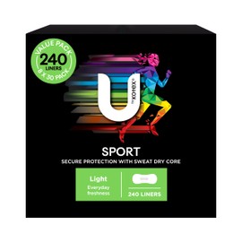 U by Kotex Sport Liners 240 Count (8 x 30 Pack) - Packaging May Vary