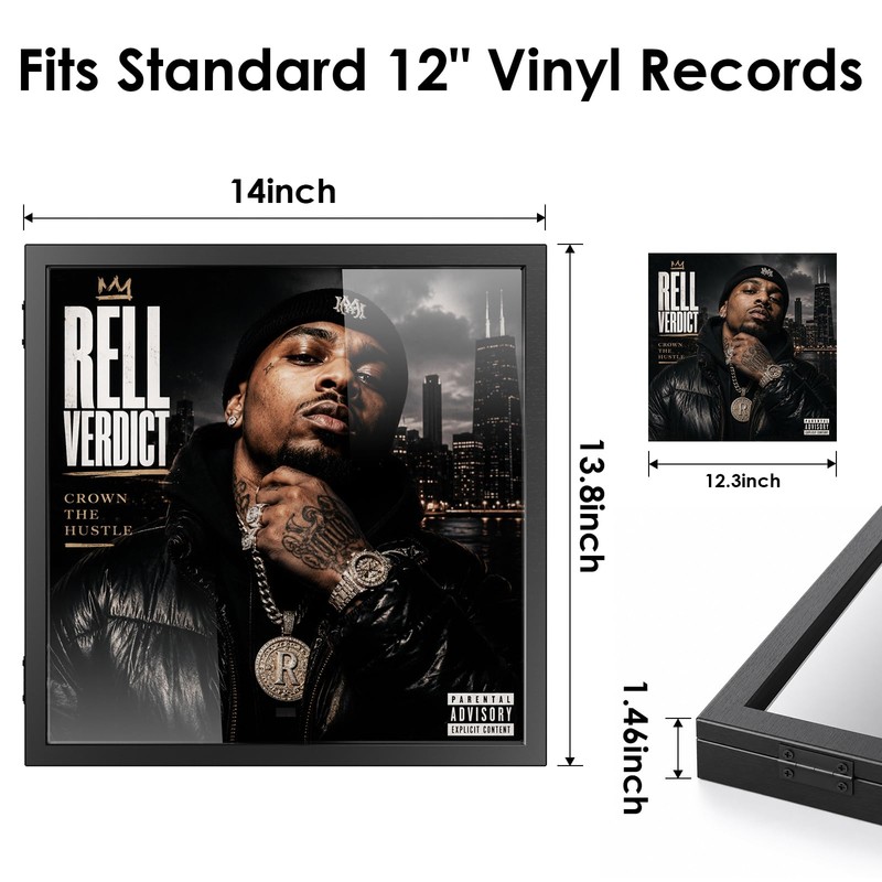 efunny 4-Pack Vinyl Record Display Frame for Wall Mount &