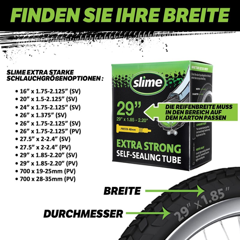 Slime 622-47/55 Self-Sealing Inner Tube,Black, 29 x 1.85 / 2.20
