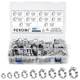 115pcs Heavy Duty Hose Clamps Set, 304 Stainless Steel Worm Gear Drive Hose Clamp Metal Fuel Line Pipe Clamp for Plumbing, Automotive And Mechanical Application