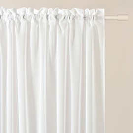 ROOM99 Elaine Curtain with Ruffle Tape 140 x 250 cm Width x Height Living Room Transparent Modern Scarf Living Room Bedroom White Ruffle 1 Piece