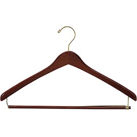 Premium Wooden Suit Hangers 25 Pack, Smooth Solid Wood Coat Hanger with Locking Bar Walnut Finish
