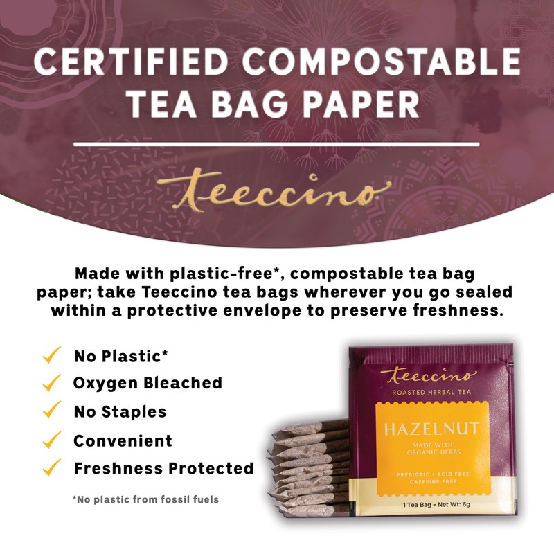 Teeccino Hazelnut Herbal Tea - Rich & Roasted Herbal Tea