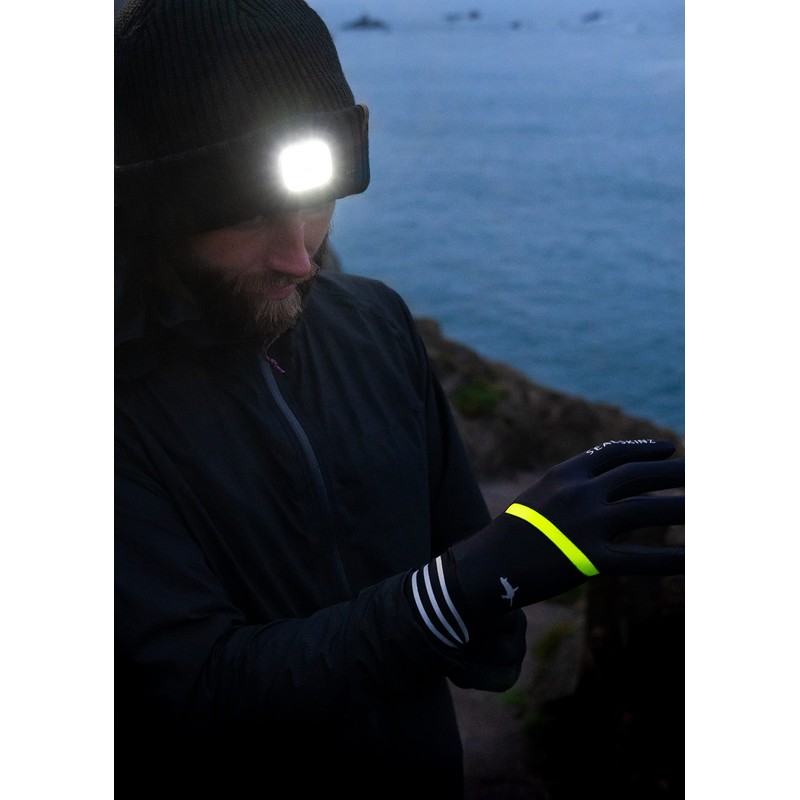 SEALSKINZ Solo Unisex Reflective Glove - Black/Neon Yellow, Medium