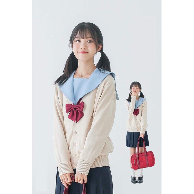 NANNRE School Cardigan, Knit, 100% Cotton, Top, Plain, Long Sleeve,