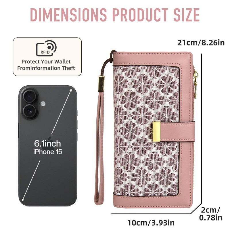 Gosect Women Floral Leather Wallet Large Capacity RFID Blocking Designer