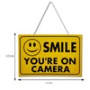 3 x CCTV Sign Yellow Smile You're on Camera High