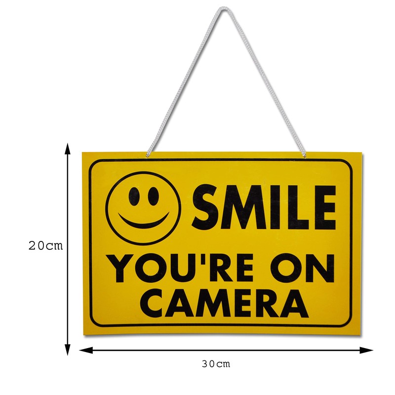 3 x CCTV Sign Yellow Smile You're on Camera High