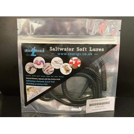 Black Lugworm 5 x 8 Inch Artificial Soft Lure LRF Bait for Bass, Cod and Flatfish.