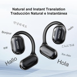 MINISO MS162 AI Translation Earbuds Real Time, 3-in-1 Translator Earbuds 135 Language&Accents Bluetooth 5.4 Open Ear Headphones 50H Playtime for iOS & Android, Travel Business Learning (Pink)