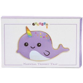 iscream Narwhal Shaped 6.25" x 4.5" Gold Accent Ceramic Trinket Tray