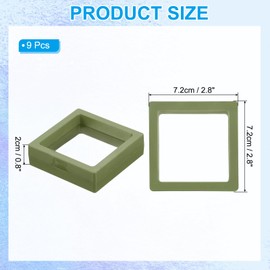 PATIKIL 3D Floating Frame Display Stand, 9 Pack 2.8x2.8 Inch Challenge Coin Display Stand Holder Transparent PE Jewelry Storage Box Floating Display Case, Green