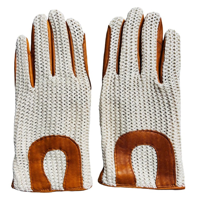 Harssidanzar Men's Crochet Leather Riding Gloves, Riding Gloves for Men,
