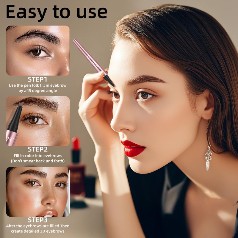 Magic Eyebrow Pencil with 4 Micro Fork Tips, Long Lasting